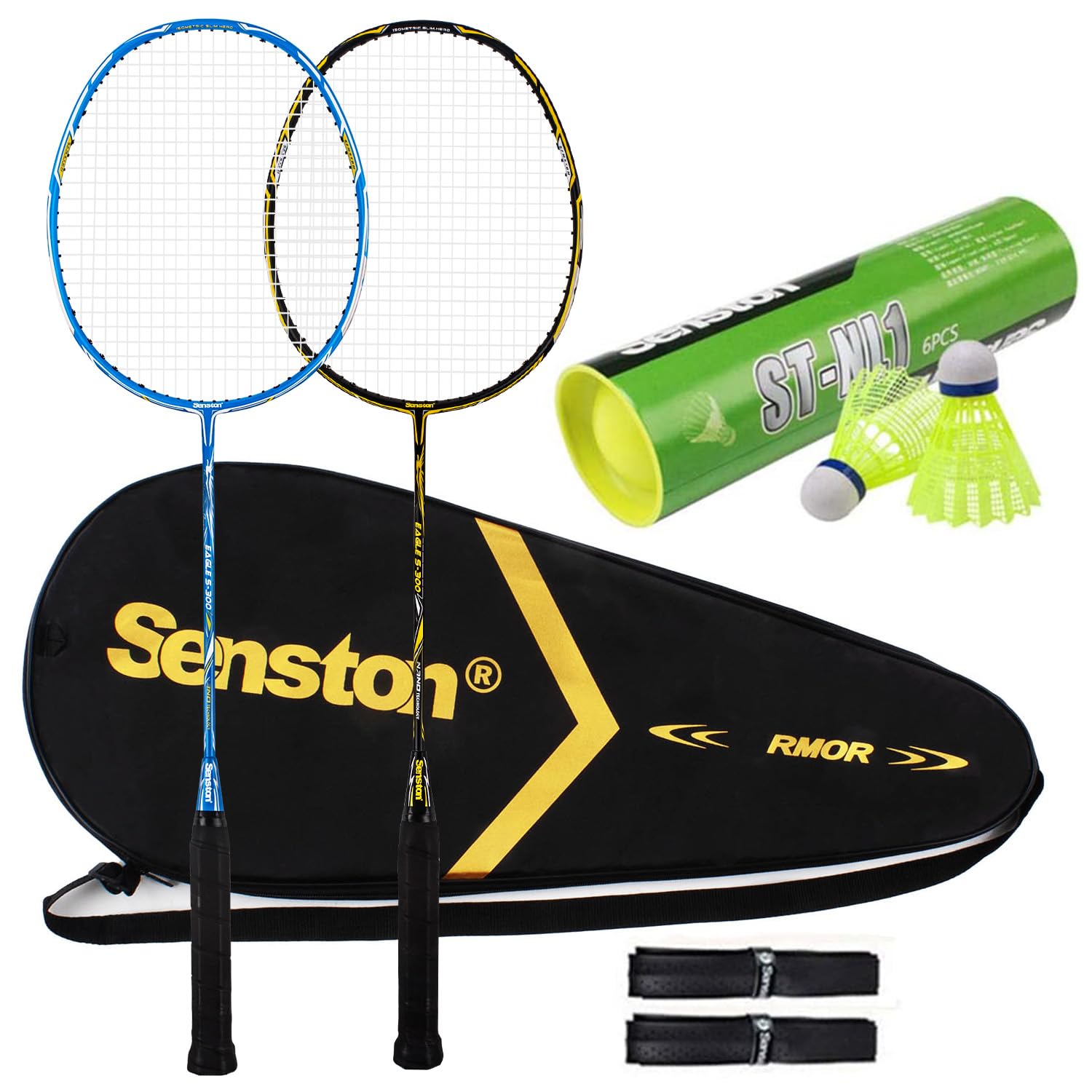 Senston 2 Pack Full-Carbon Badminton Racket Set with Carry Case