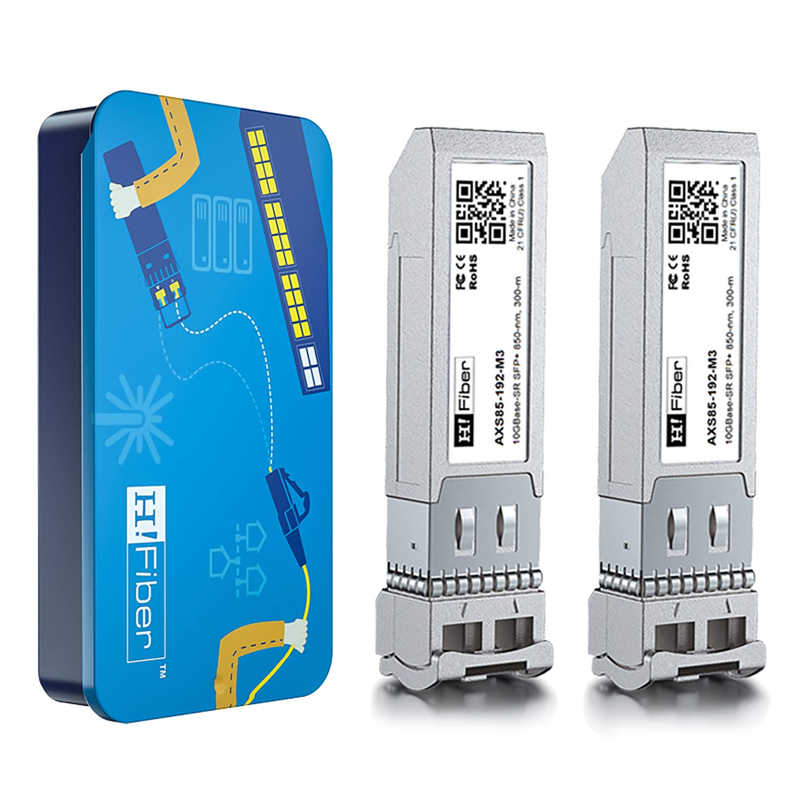 H!Fiber 10Gb SFP+ Multimode Transceiver 2-Pack – 850nm 300m LC Module