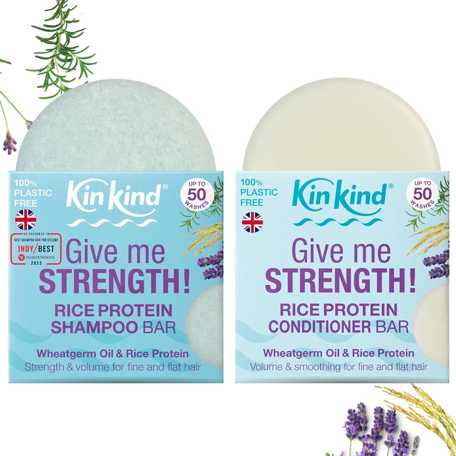 KinKind Rice Water Shampoo and Conditioner Bar Set for Hair Growth & Volume