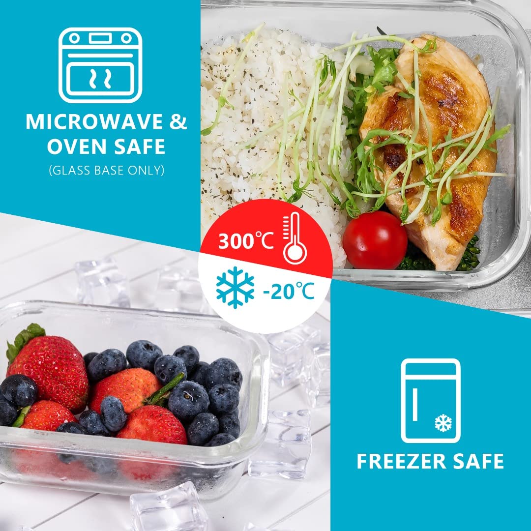 Igluu Glass Meal Prep Containers - 5 Pack Leakproof 1050ml Food Storage