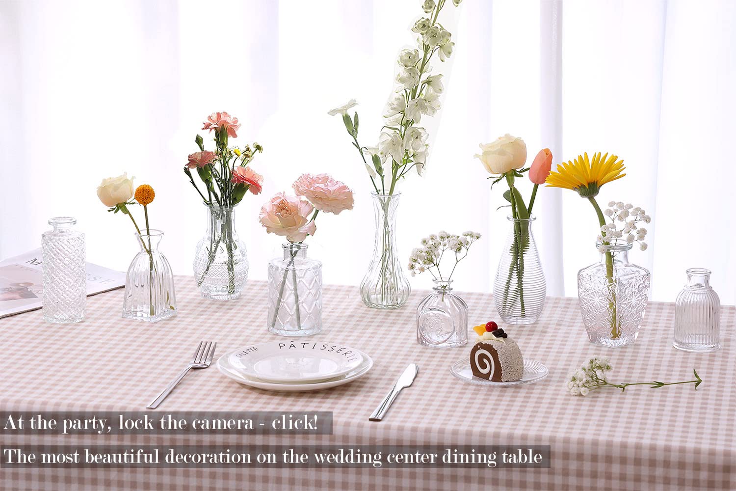 26-Piece Clear Glass Bud Vases – Vintage Wedding Centerpieces