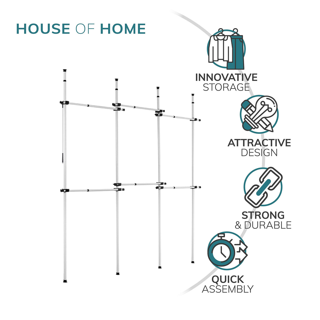 House of Home Heavy Duty Triple Telescopic Clothes Rail | 110-310cm