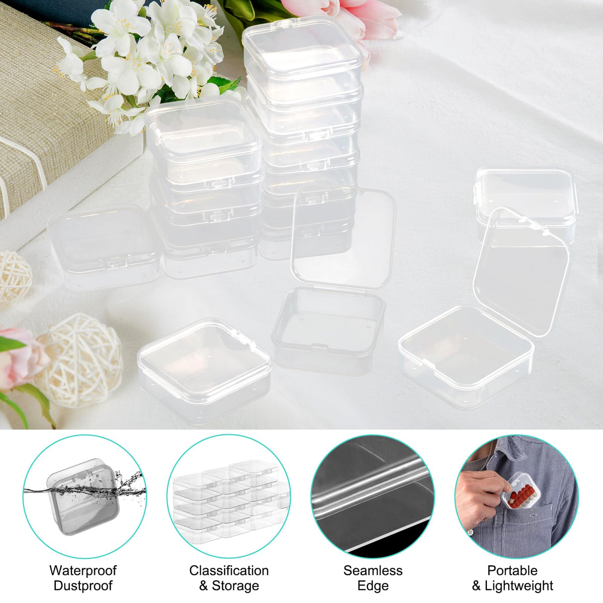 12 Pcs Small Plastic Boxes with Lids, Small Storage Boxes for Bead Storage - image 3