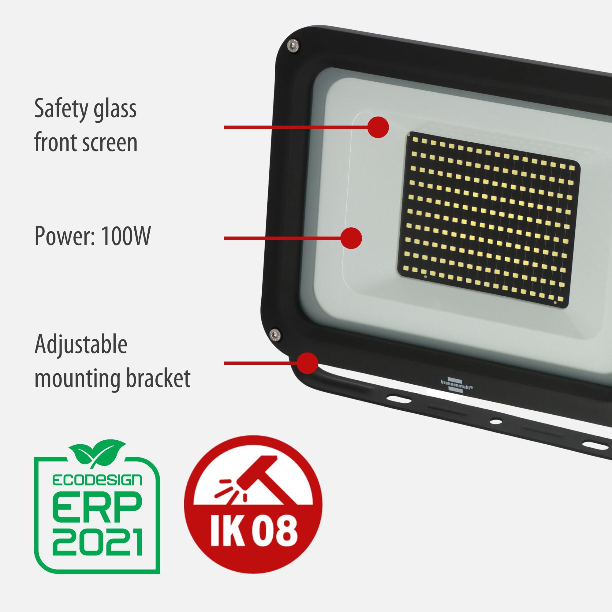Brennenstuhl JARO 100W LED Outdoor Floodlight | 11500lm IP65 Aluminium