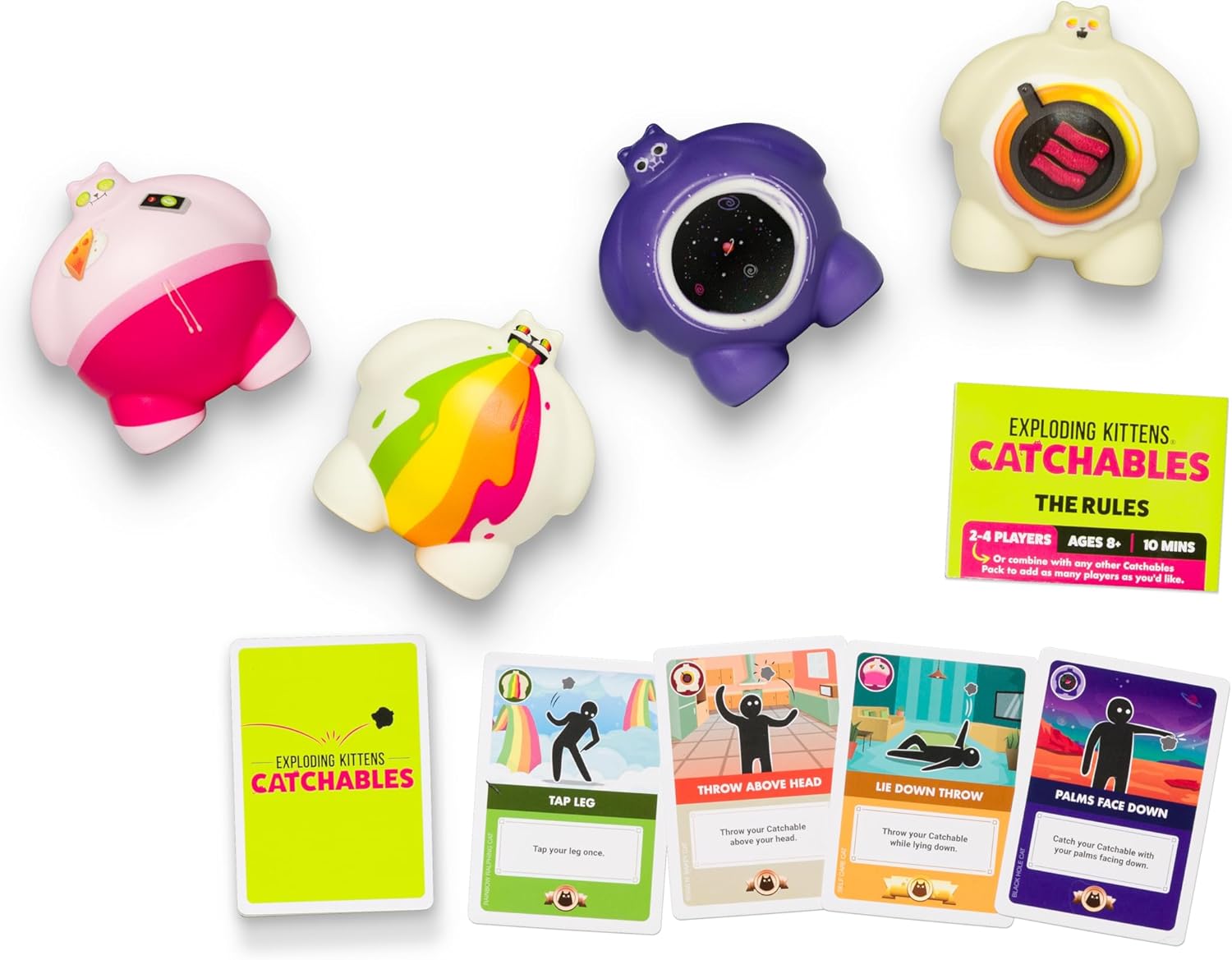 Exploding Kittens Catchables 4-Pack | Squishy Toy Tossing Card Game