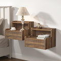 Skokliz Floating Bedside Table Set of 2, Wall Mounted Nightstand with Drawer and Open Shelf, Walnut Side Table Bedroom - image 1