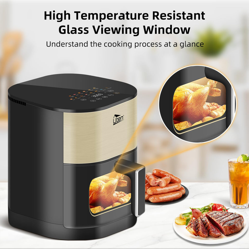 Uten Dual Blaze Air Fryer 5.5L | 14-in-1 Smart Cooker with Visual Window