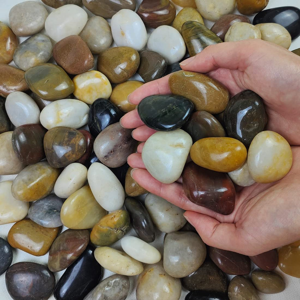 FANTIAN 9.1kg Polished Garden Pebbles – 30-50mm Decorative River Stones