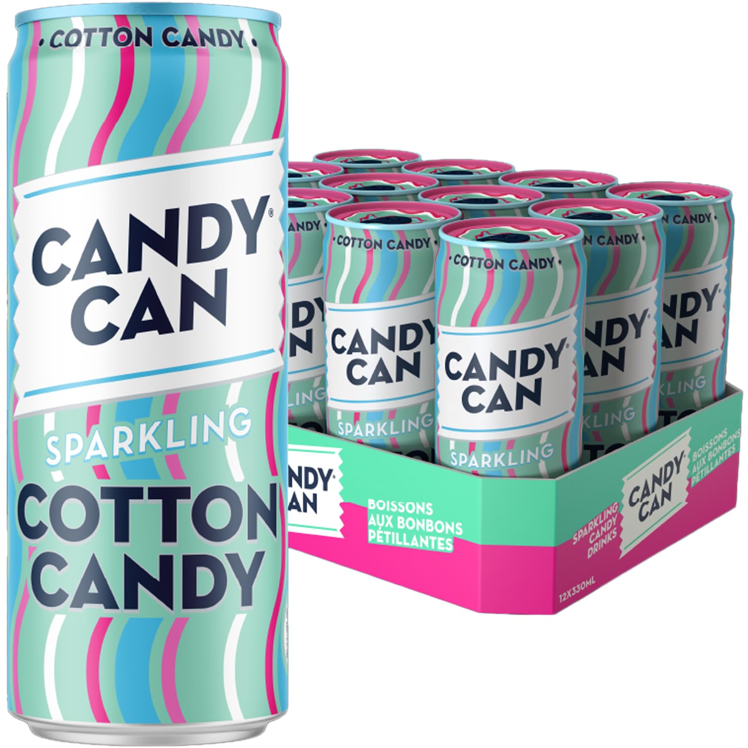 Candy Can Cotton Candy Sparkling Soda – Vegan & Keto Friendly (12 x 330ml)