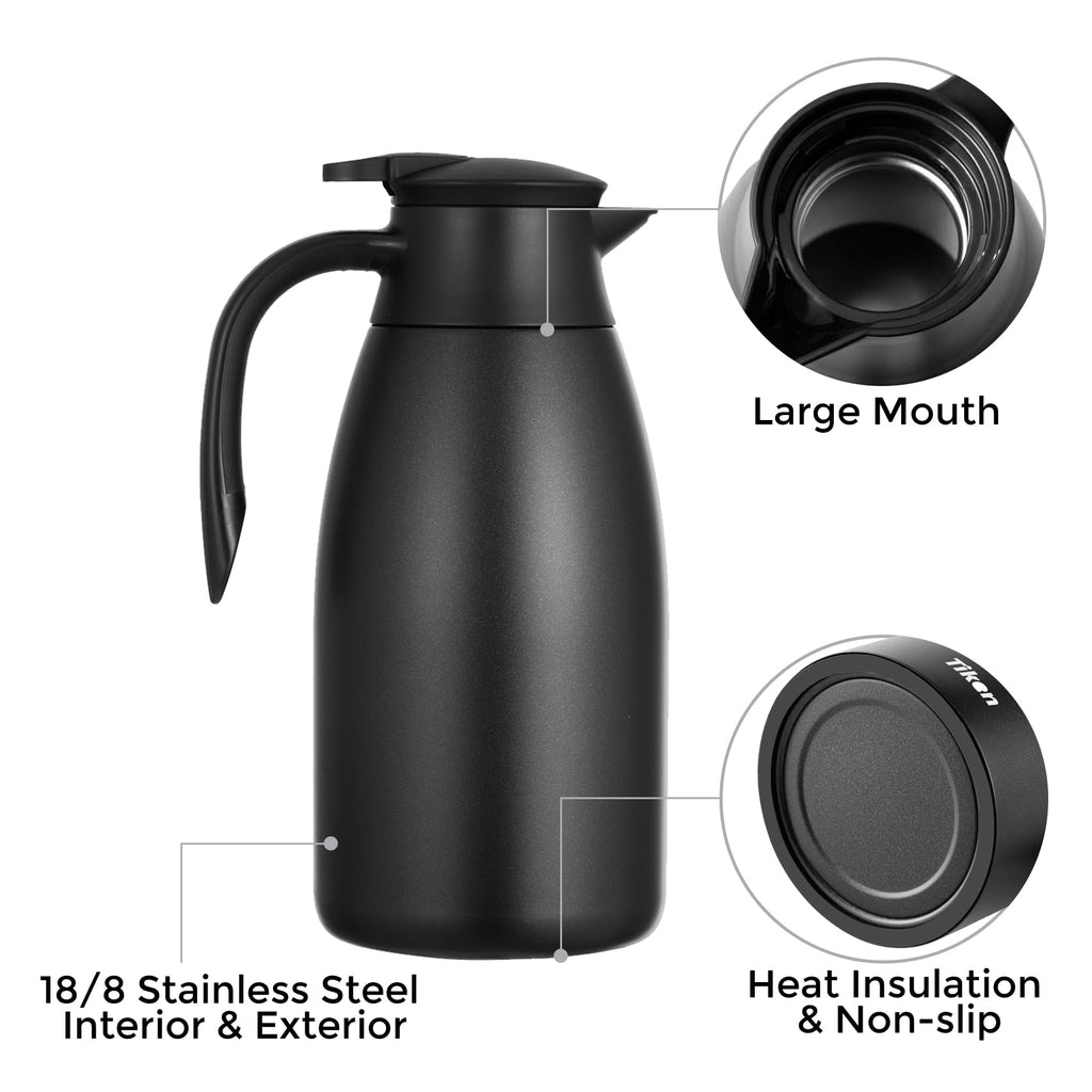 Tiken 2.5L Thermal Coffee Carafe – Stainless Steel Vacuum Insulated Jug
