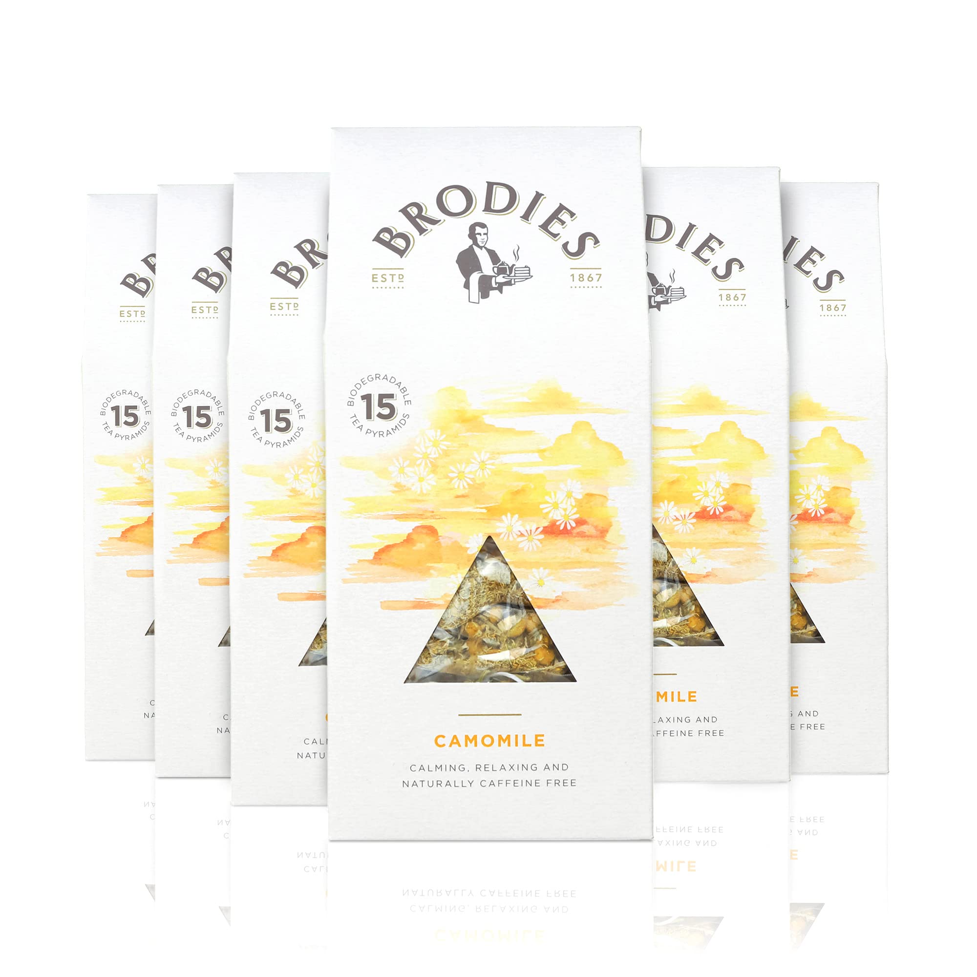 Brodies Camomile Tea – 90 Biodegradable Pyramid Bags (6 Boxes of 15)