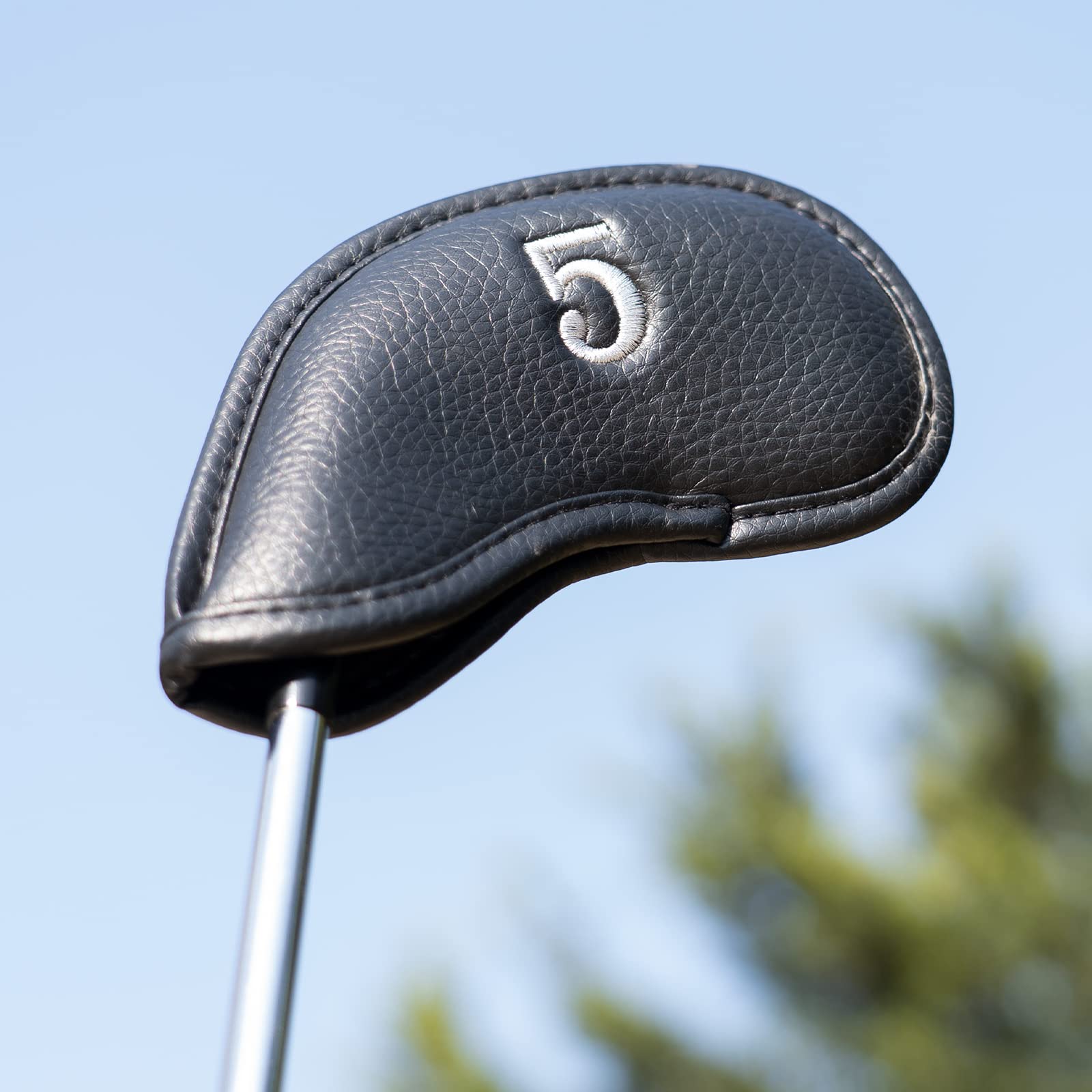 Craftsman Golf Black Leather Iron Headcover Set | 10pc Magnetic Closure