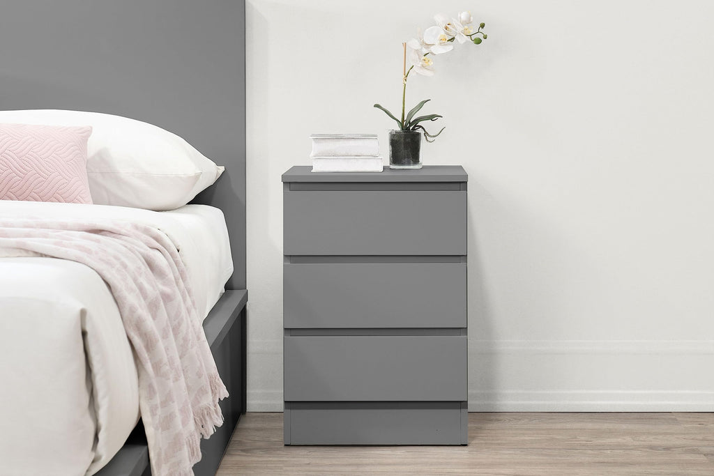 Birlea Oslo 3 Drawer Bedside Table Grey Nightstand Side Table - image 1