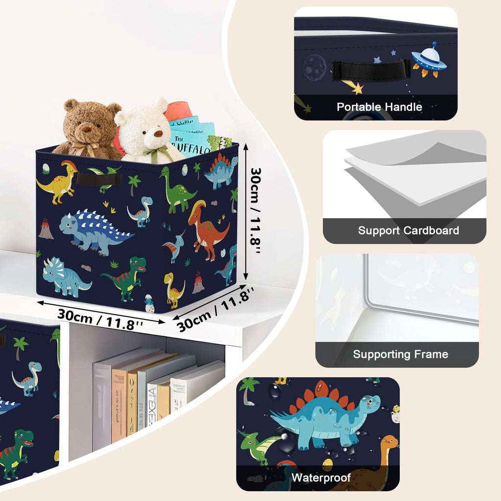 Clastyle 3 pcs Dinosaur Cube Storage Boxes for Shelves Kallax Boxes - image 3