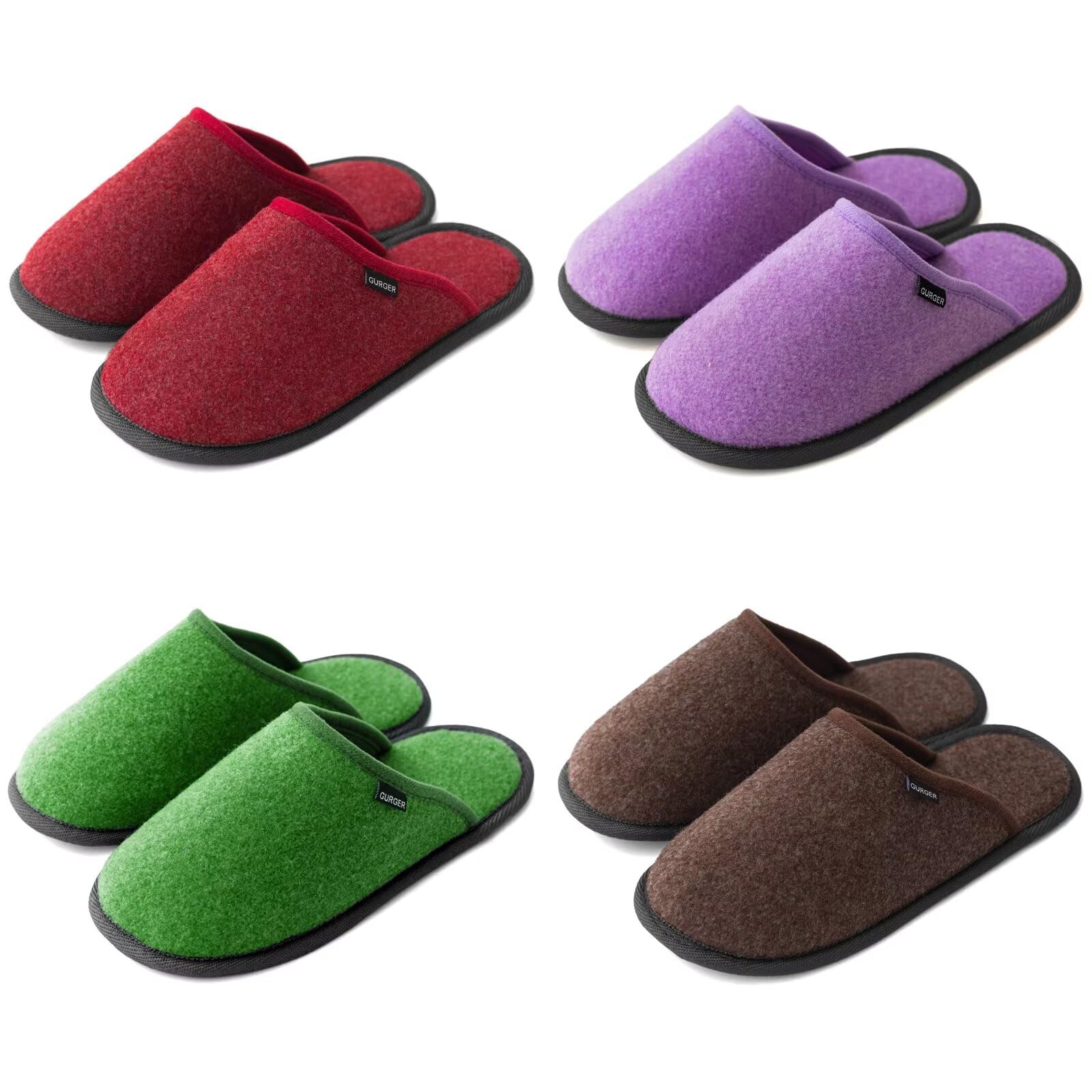 Jolof Store Guest House Slippers – 4 Pair Washable Non-Slip Felt Spa Set