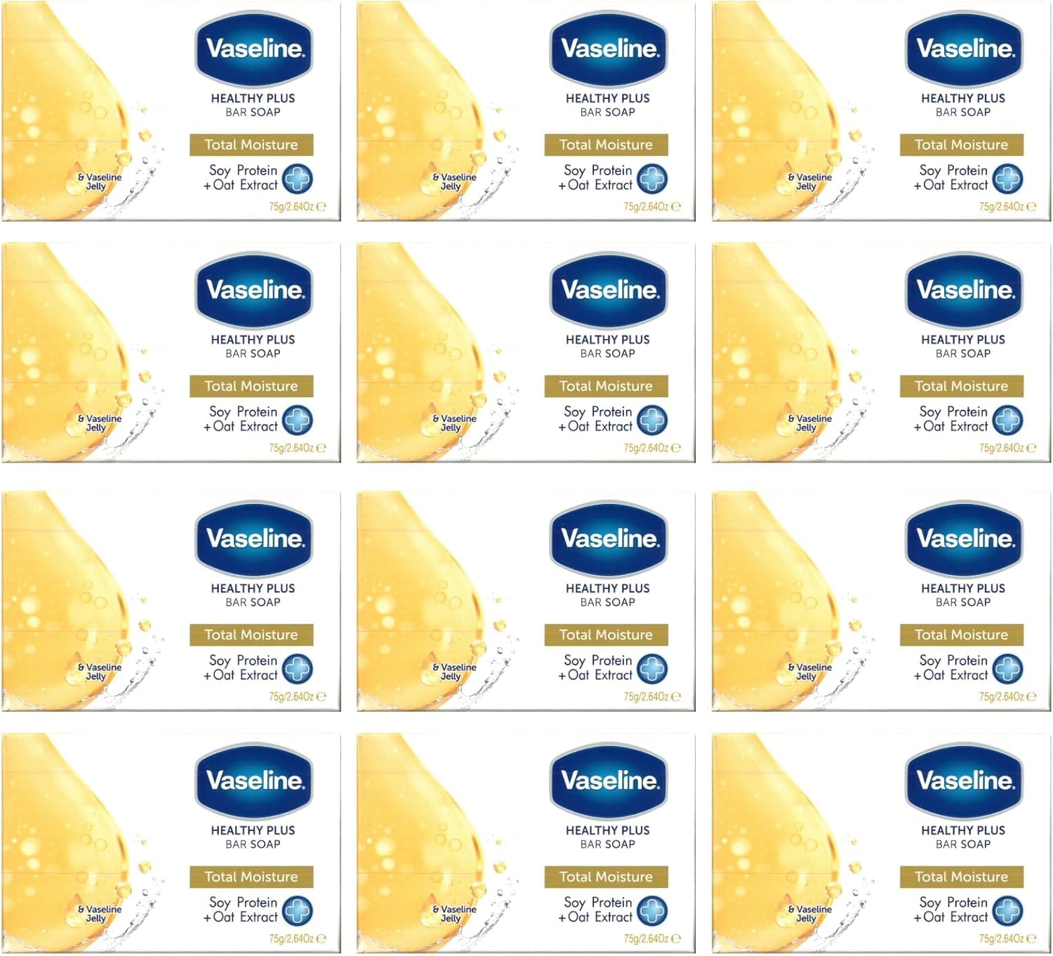Vaseline Healthy Plus Total Moisture Soap with Oat Extract - 12 x 75g