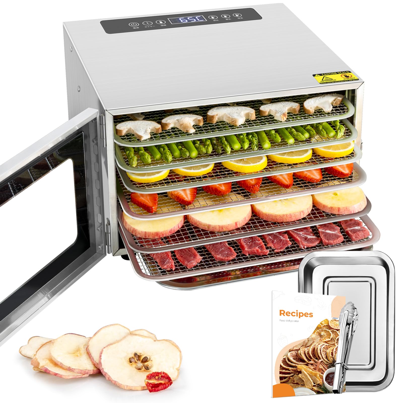 Kwasyo 6-Tray Stainless Steel Food Dehydrator | 400W Fruit Dryer Machine
