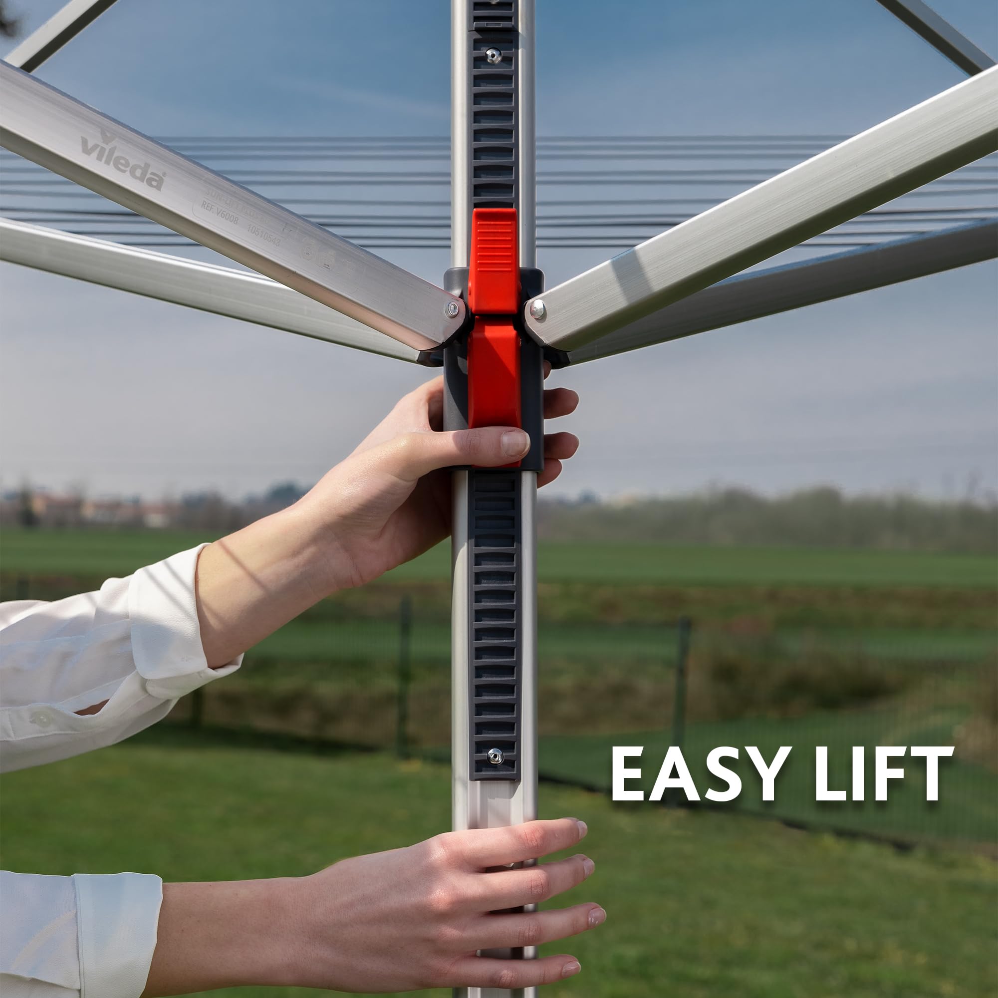 Vileda Sun-Lift 40m Rotary Washing Line – 4 Arm Aluminum Airer