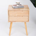 Kemtpase Oak Nightstand | Modern 2-Drawer Bedside Table & End Side Table