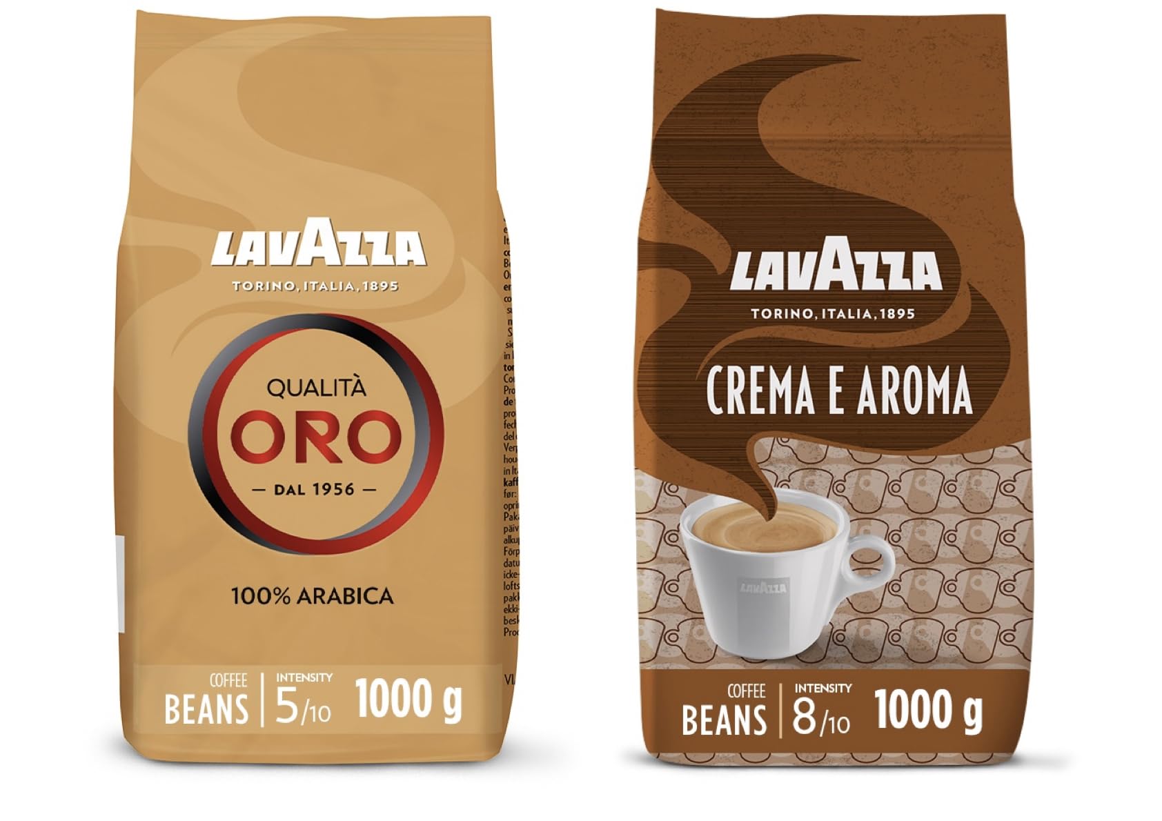 Lavazza Coffee Beans Bundle - Crema e Aroma & Qualità Oro - 1kg x2