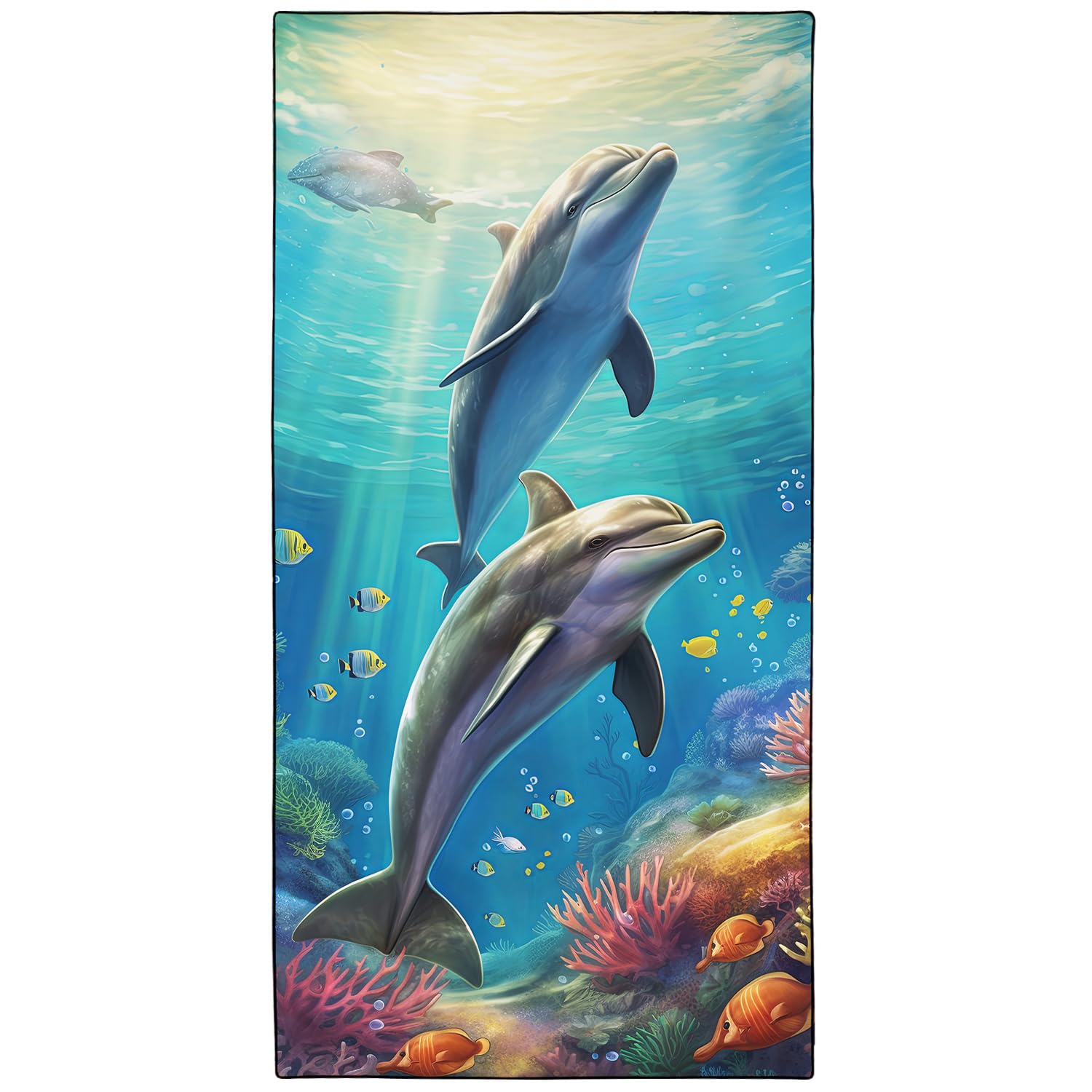 YISUMEI Marine Dolphin Beach Towel – Extra Large Microfibre Quick Dry