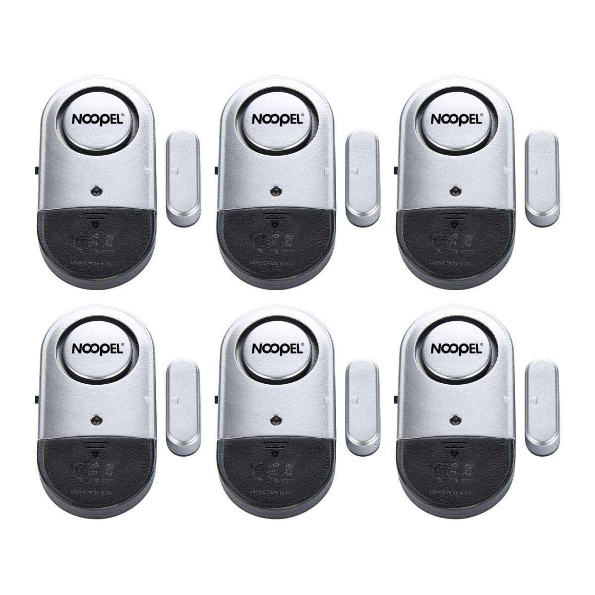 Noopel Door and Window Alarm - 120dB Magnetic Security Sensors, 6 Pack