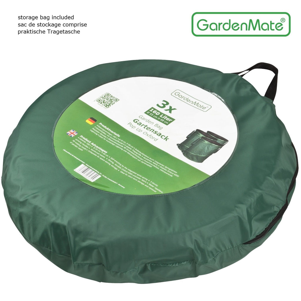 GardenMate 160L Pop-Up Garden Waste Bags - 2 Pack 600D Oxford Polyester
