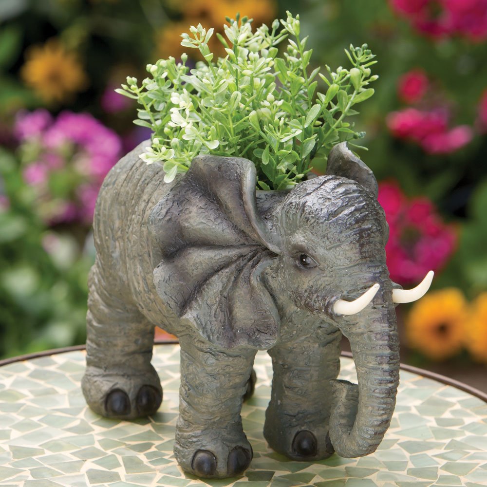 Elephant Garden Planter – Polyresin Safari Plant Holder