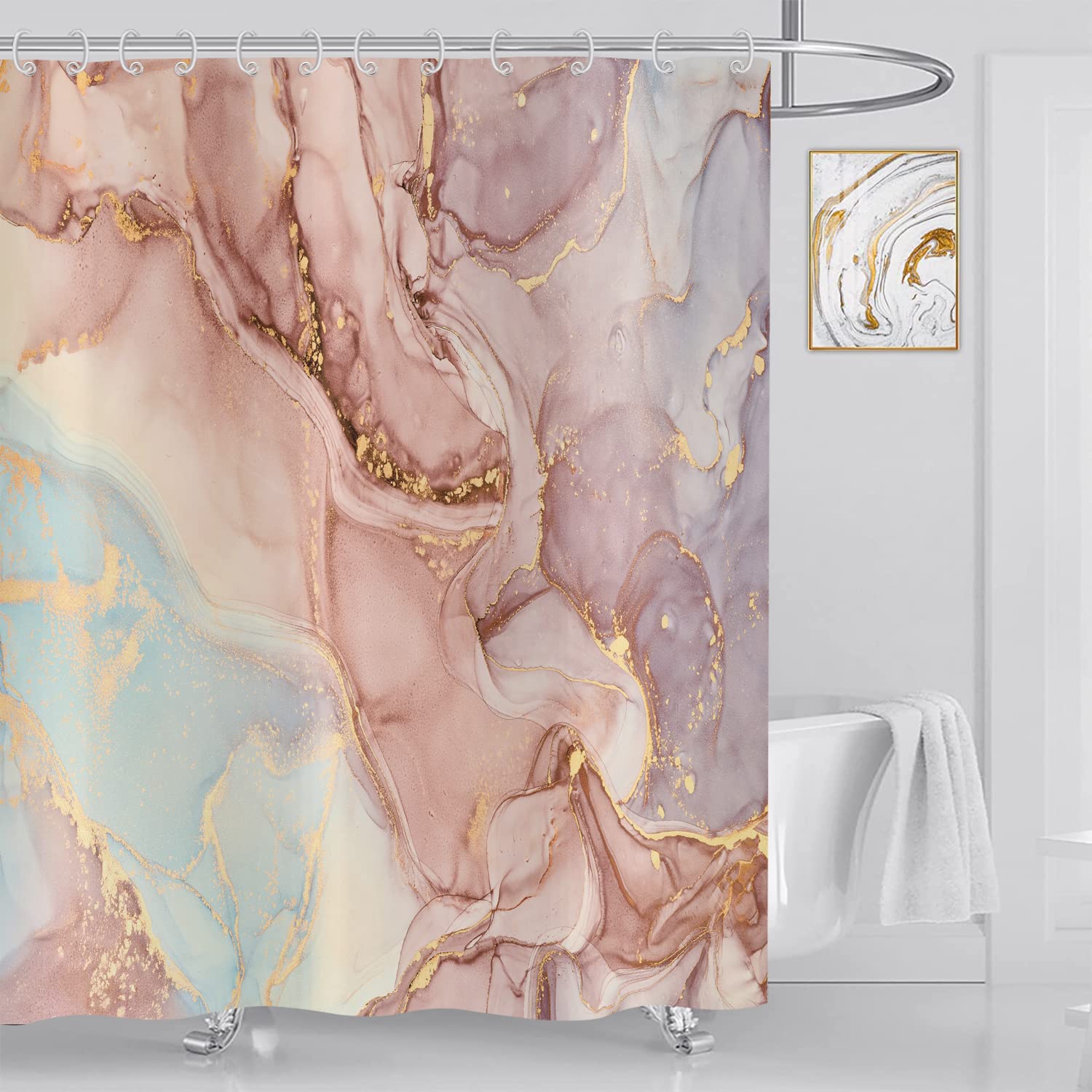 ASDCXZ Marble Shower Curtain – Modern Abstract Waterproof Fabric, 180x180cm
