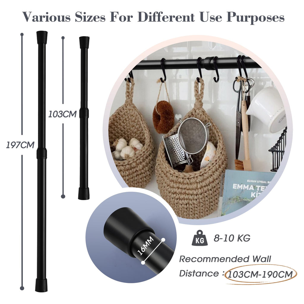 Extendable Curtain Pole Telescopic Curtain Rod Tension Rod,Length 105-190cm - image 5