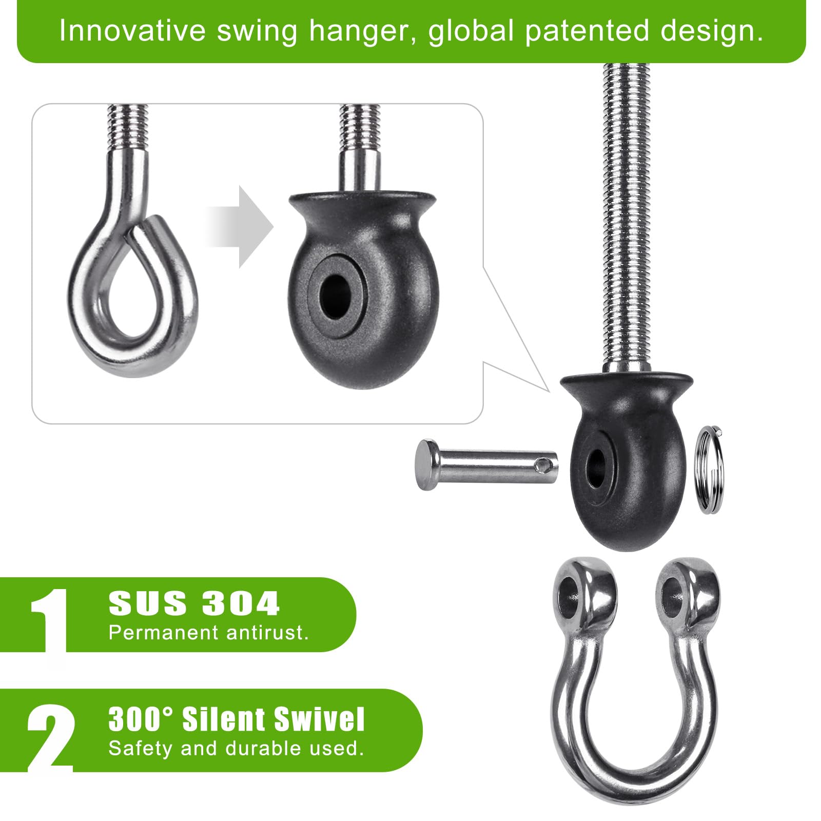 Dolibest 6-Piece Heavy Duty Swing Hangers | 304 Stainless Steel Swivel Hooks