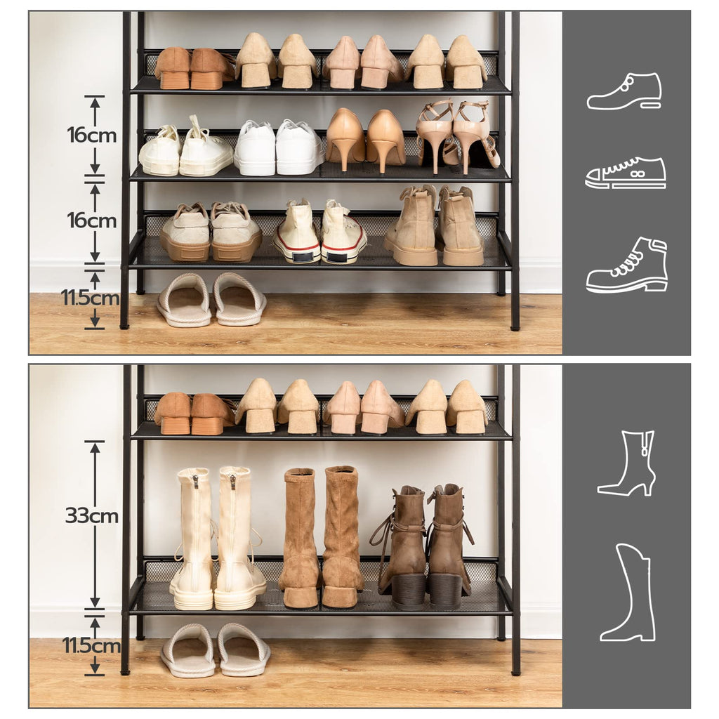 HOOBRO 8-Tier Shoe Rack – Large Metal Storage Shelf for 28 Pairs, Brown