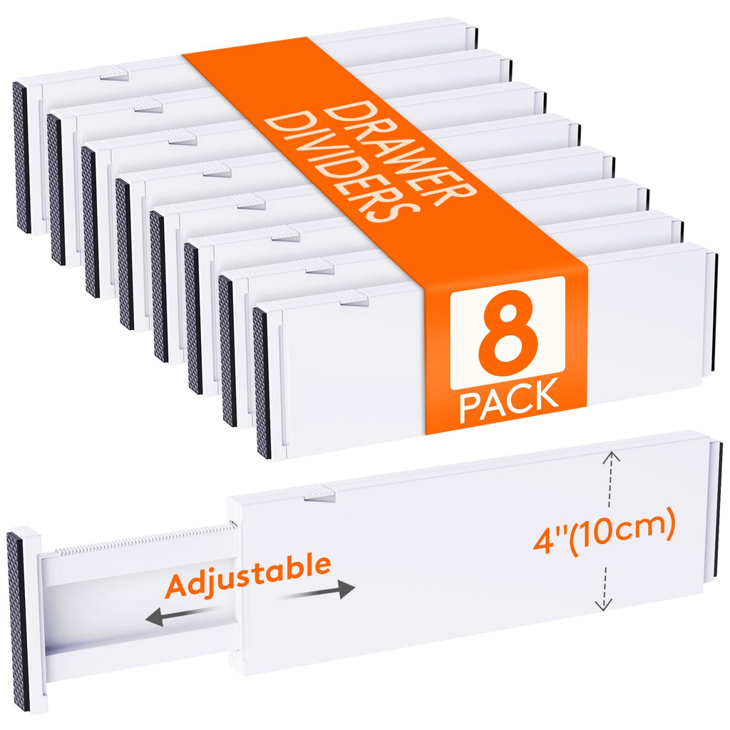Lifewit 8 Pack Adjustable Drawer Dividers | Expandable Plastic Organizers