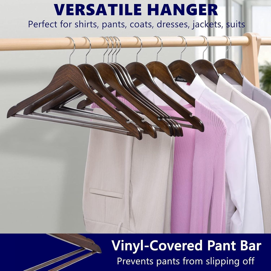 Amber Home 10pcs Retro Wooden Coat Hangers, Wood Suit Hangers, Antique - image 3