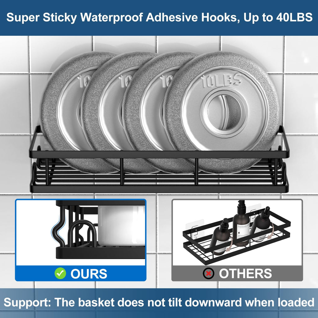 UUlioyer Shower Caddy, Shower Shelf No Drilling Black-2 Pack