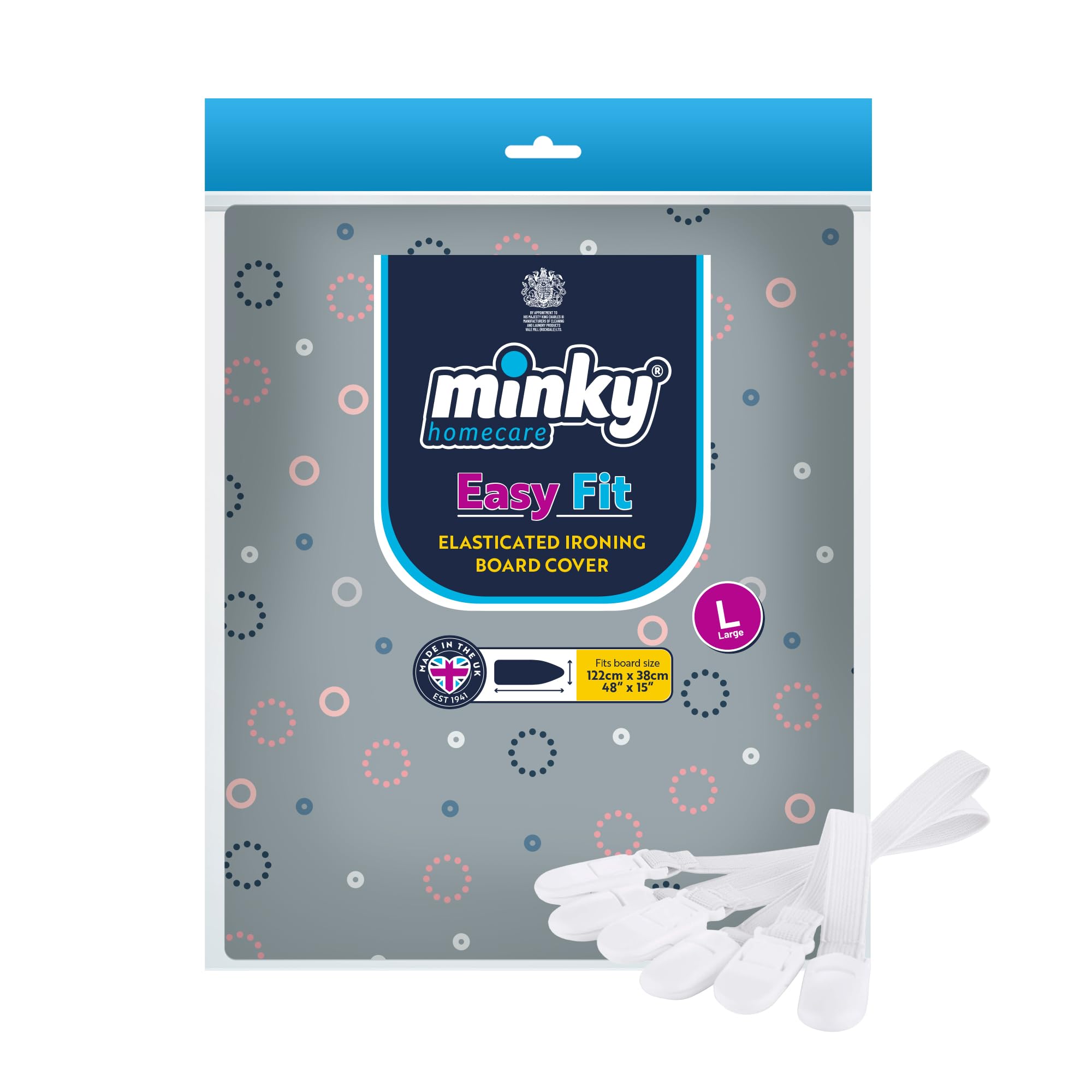 Minky Easy Fit Ironing Board Cover & Clips Bundle - 122 x 38 cm