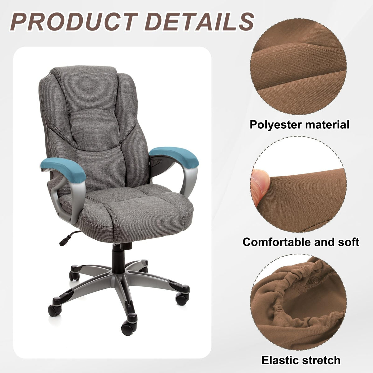 sourcing map Chair Armrest Slipcovers Covers, 32 x 8cm Polyester Removable Seat Hand Rest Protector for Office Chairs Desk ChairBrown - image 3