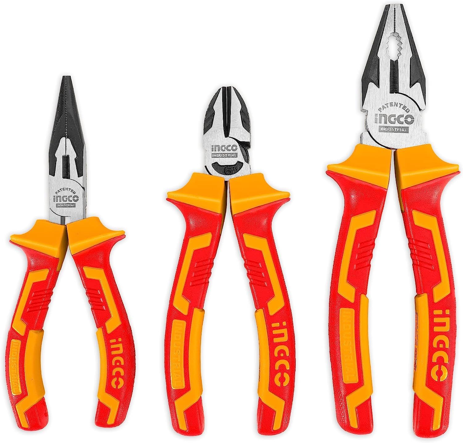 INGCO 3Pcs 1000V VDE Insulated Plier Set - Combination & Cutting Pliers