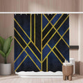 Woutay Mold Resistant Shower Curtain | Gold Line Black Blue Polyester