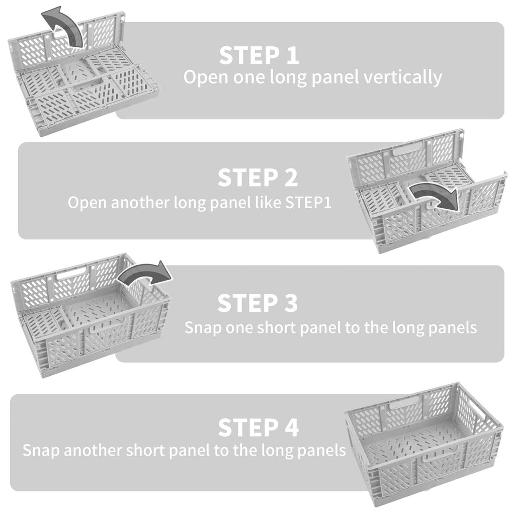 Spesh 2 Pcs Collapsible Storage Boxes Stackable Storage Baskets Folding Plastic Crates Foldable Crate Bins with Handles for