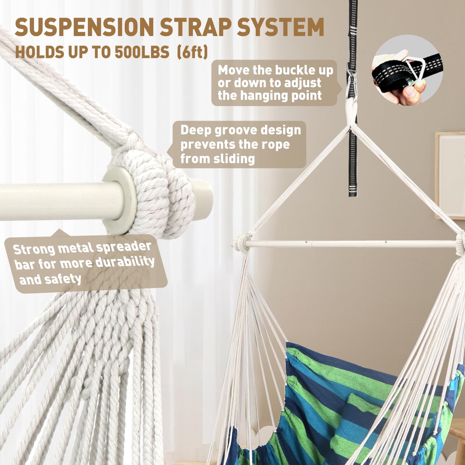 Chihee Hammock Chair with Foot Rest | Metal Spreader Bar Swing Chair