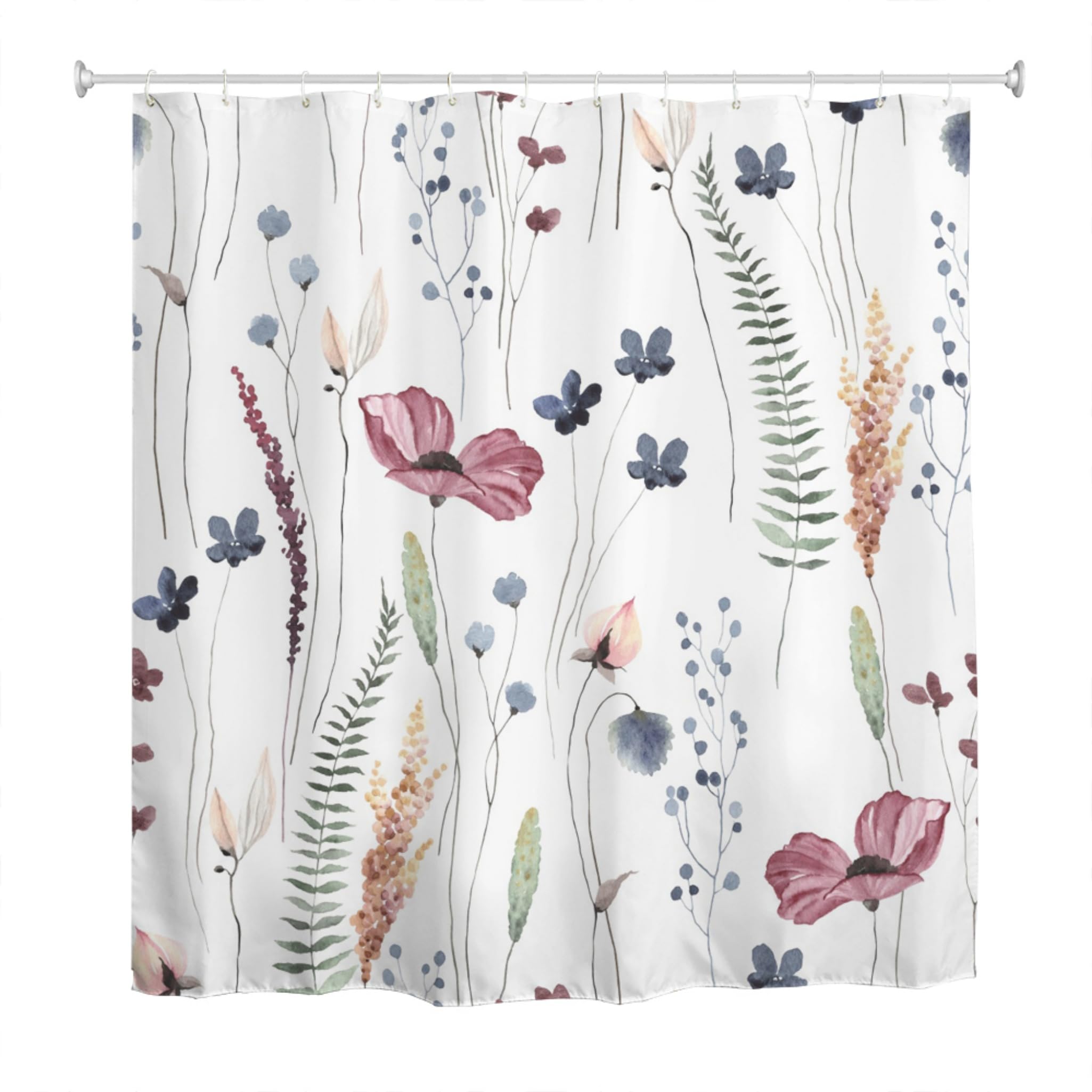 Floral Wildflower Shower Curtain – Waterproof Fabric, 180x180cm
