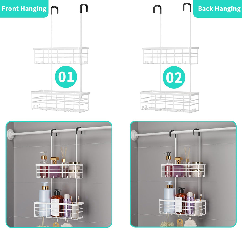HapiRm Shower Caddy Hanging Organiser- No Drilling Shower Tidy with Hooks