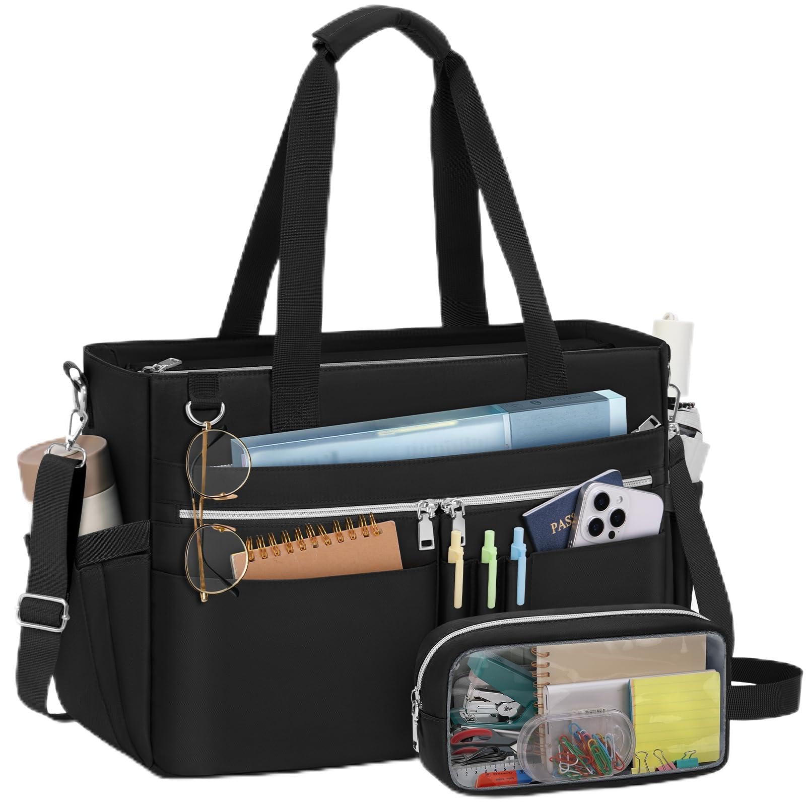 RAINSMORE 15.6 Inch Laptop Tote Bag | Water Resistant Work Briefcase