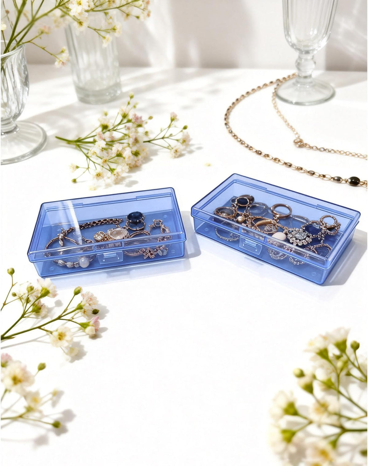Forever bene 8 Blue Small Plastic Containers with Lids, 8 Pieces, Blue, each piece measures 13,5 × 8 × 3 cm - image 4
