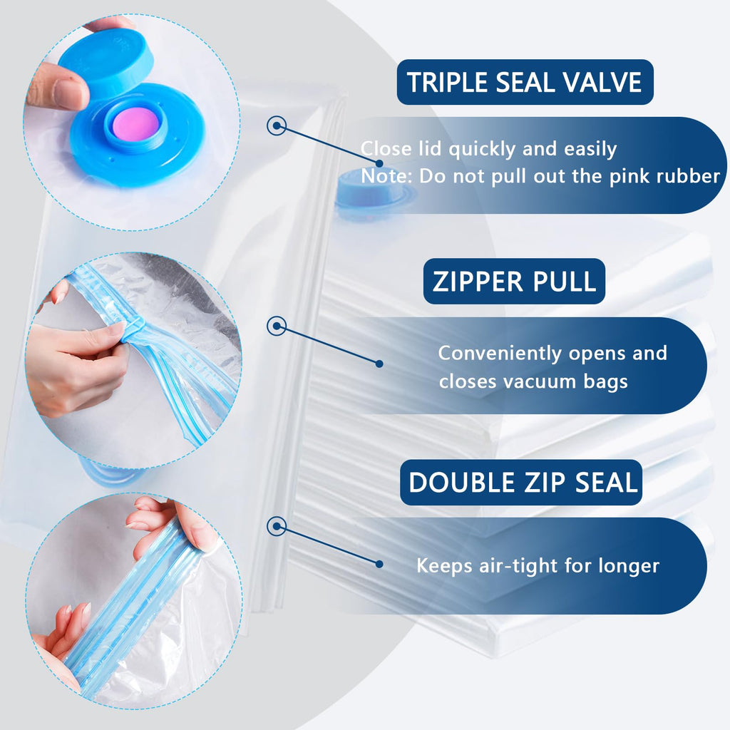 Vacuum Storage Bags - 4 Pack Extra Large 100X130cm Space Saver Sealer Compression Bags, Reusable Vacuum Bags for Storage Clothes, Duvets, Bedding