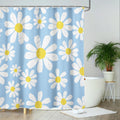 AIBIIN Blue Daisy Floral Shower Curtain | Waterproof Polyester, 71x71in