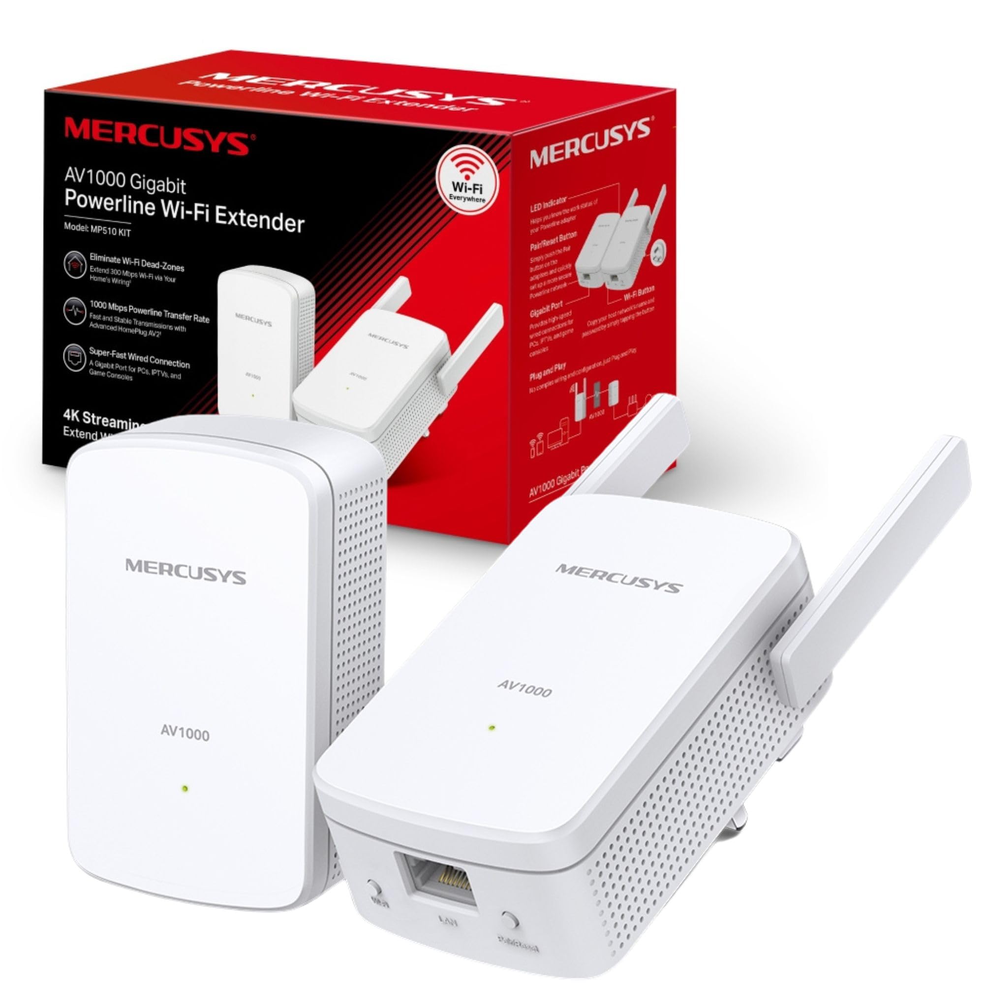 MERCUSYS AV1000 MP510 KIT | Gigabit Powerline WiFi Extender – 1000 Mbps
