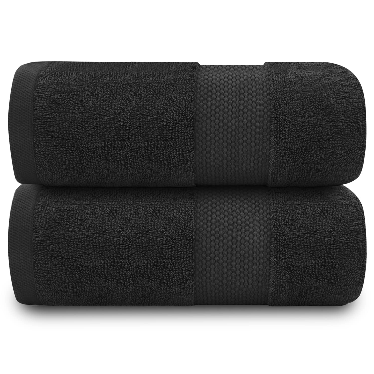 GC Gaveno Cavailia Miami 100% Cotton Bath Sheet Set, 700 GSM - Black, 2PK