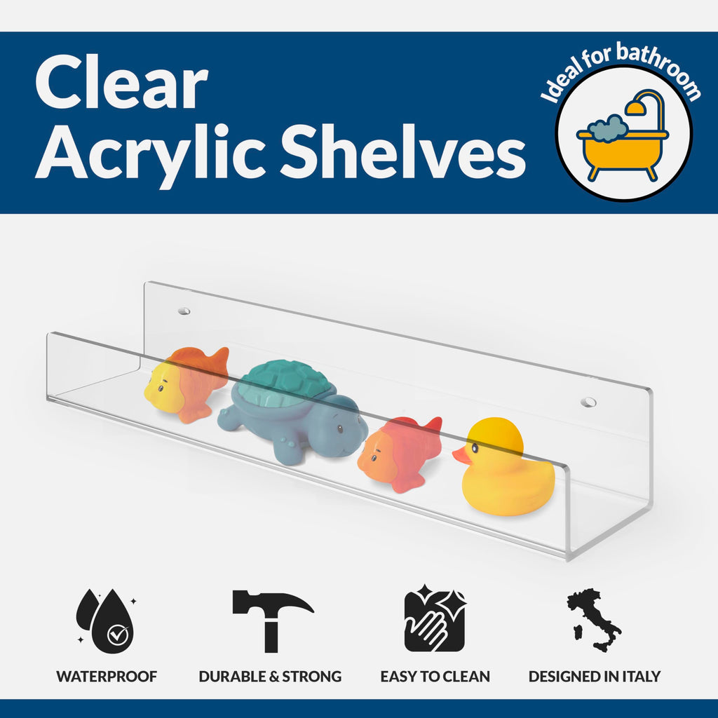 Nature Supplies Acrylic Floating Shelves | 3 Pack Clear Nursery Bookshelf